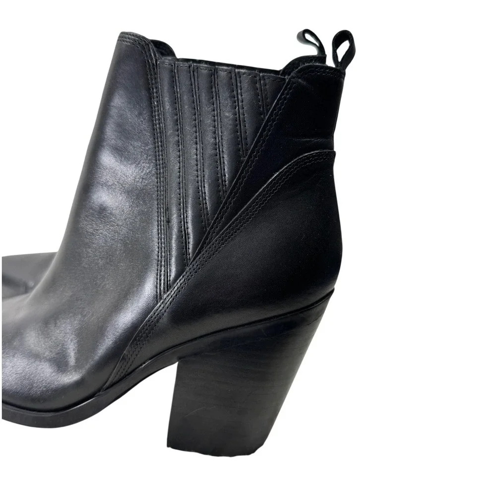 Marc Fisher LTD Gadri Ankle Boot Women 12 Black Leather Pointed Toe Block Heel - Picture 9 of 16